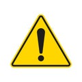 Caution warning sign with exclamation mark. Alert, danger, hazard, attention and error symbol. Yellow road sign. Triangle shape. Royalty Free Stock Photo